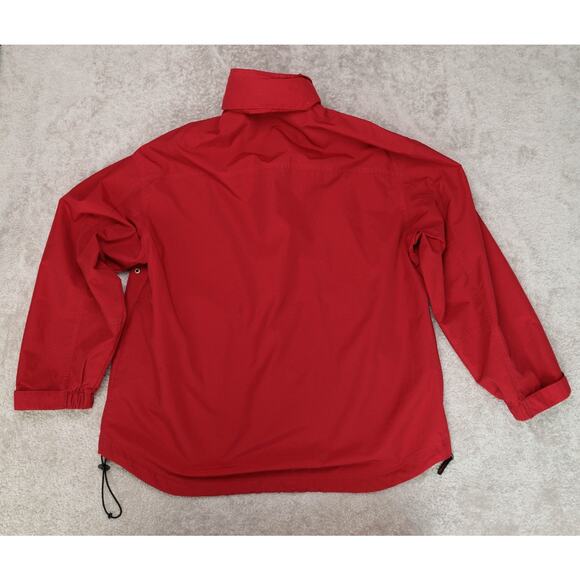 Chaps Ralph Lauren Vintage Red Windbreaker Hooded Pullover Mens Size L - Picture 2 of 13